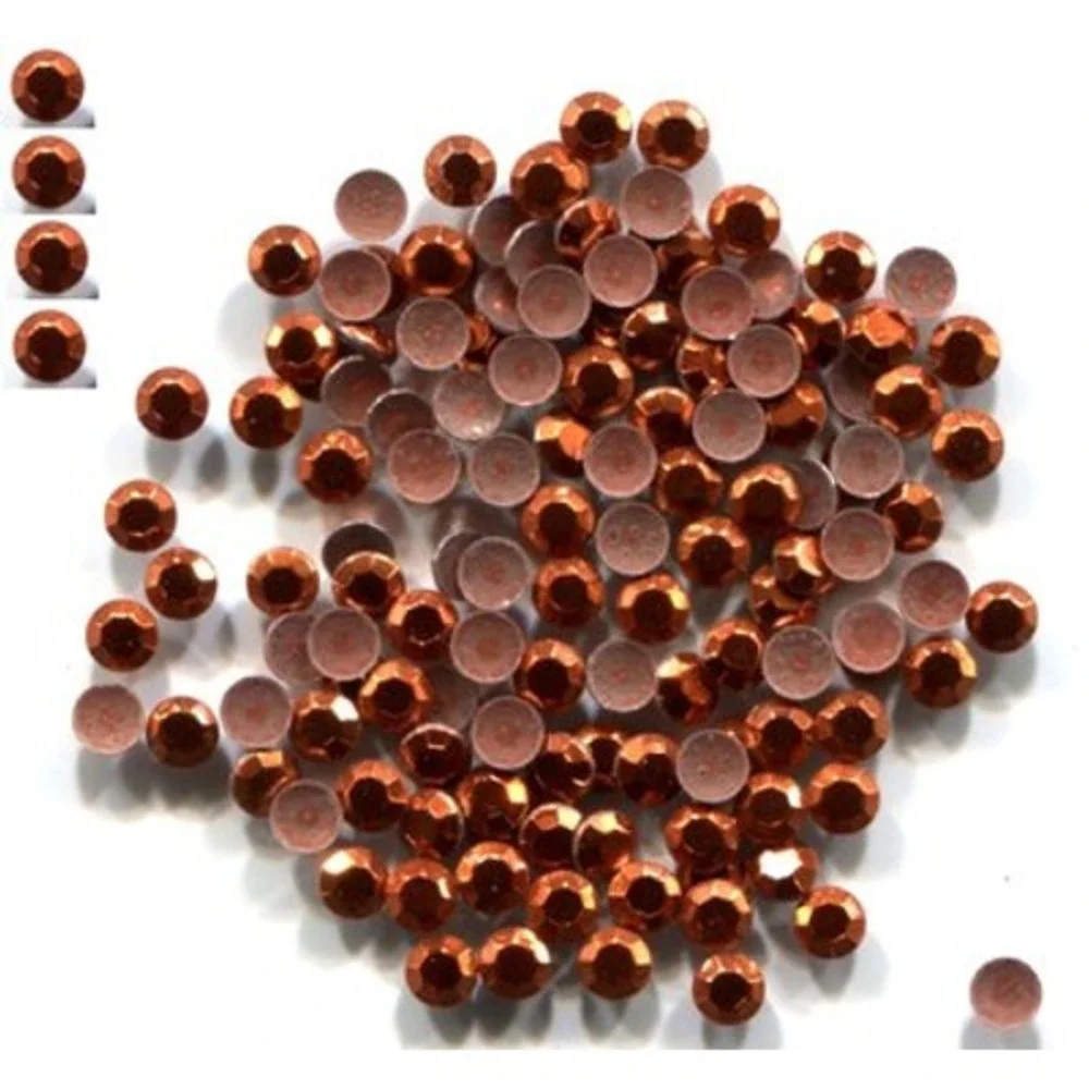 RHINESTUDS Faceted Metal 3mm Hot Fix ORANGE 2 Gross 288 Pieces